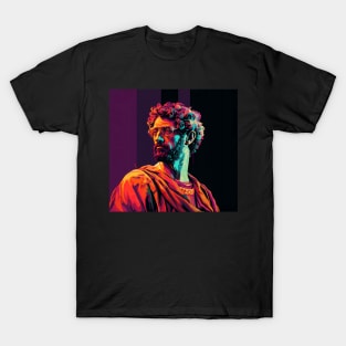 Retrowave Marcus Aurelius - Stoic with mad drip T-Shirt